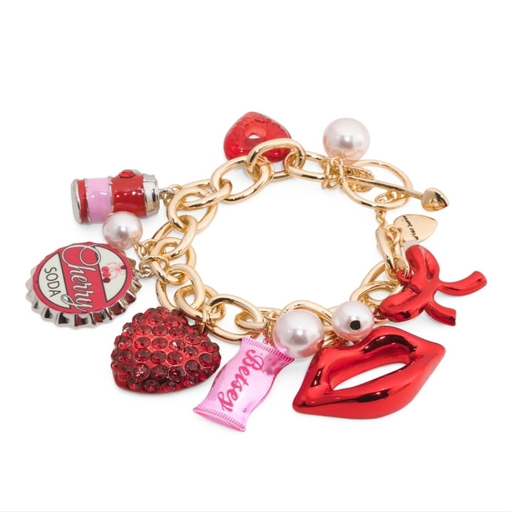 ❤️▪️ Betsey Johnson ▪️Valentines Day 2026 Cherry Soda Love Spell Charm Bracelet